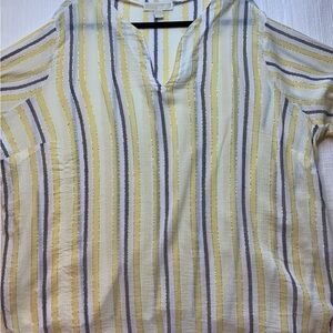 Michael Kors Yellow and Gray Striped Blouse